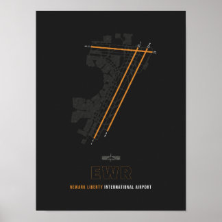 Poster EWR - Newark Liberty Airport Runway Diagram Art