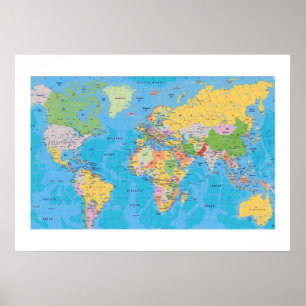 POSTER EXCELLENTE CARTE MONDIALE