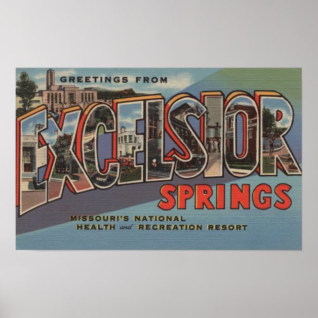 Poster Excelsior Springs, Missouri - Grande Lettre (Devant)