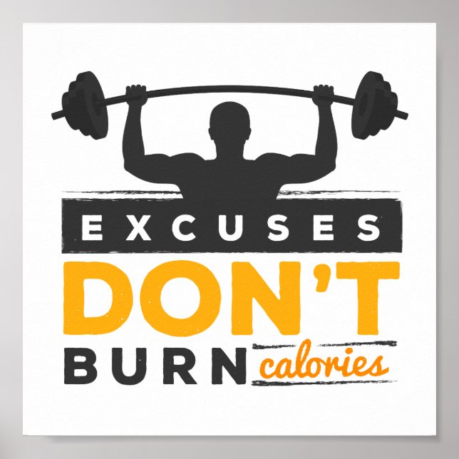 Poster Excuses Ne pas brûler Calories Gym Fitness Motivat (Devant)