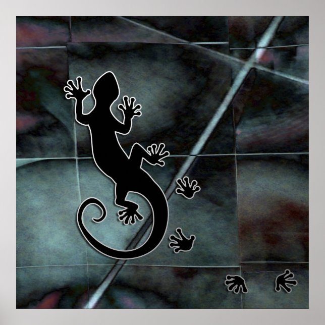 Poster Exécution de Gecko | grunge en mosaïque (Devant)