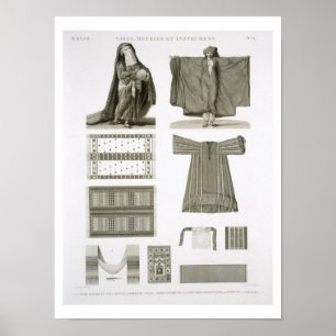 Poster Exemples de costumes égyptiens et de soie, de 'Des