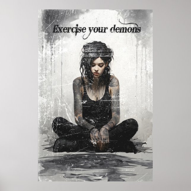 Poster Exercez votre tatouage démons fille (Devant)