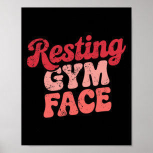 Poster Exercice Repose Gym Face Drôle Motif d'haltérophil