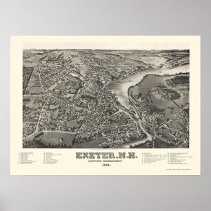 Poster Exeter, NH Panoramic Map - 1884