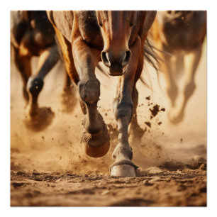 Poster Exode Équin Chevaux au Galop Art Photoréaliste