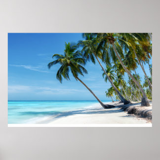 Poster Exotic Palm Beach Turquoise Water Sunny Paradise