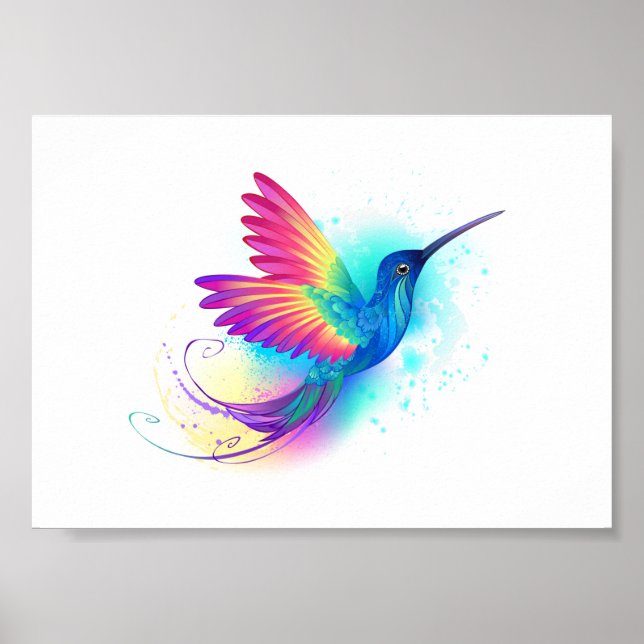 Poster Exotic Rainbow Hummingbird (Devant)