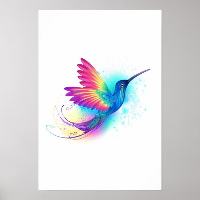 Poster Exotic Rainbow Hummingbird (Devant)