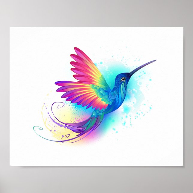 Poster Exotic Rainbow Hummingbird (Devant)