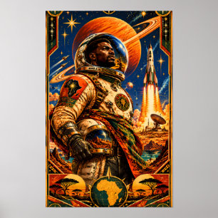 Poster Explorateur spatial rétro africain — Style NASA vi