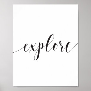 Poster Explore Calligraphy Black and White Inspirational