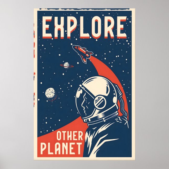Poster Explorez l'affiche de voyage spatial d'une autre p (Devant)