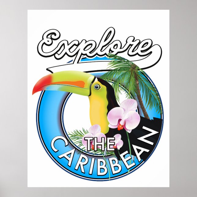 Poster Explorez le patch de voyage des Caraïbes. (Devant)