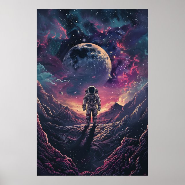 Poster Explorez l'espace - Un astronaute traverse (Devant)