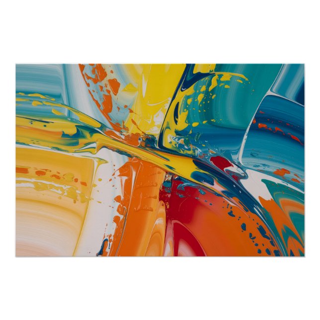 Poster Explosion Abstraite Haute Brillance (Devant)