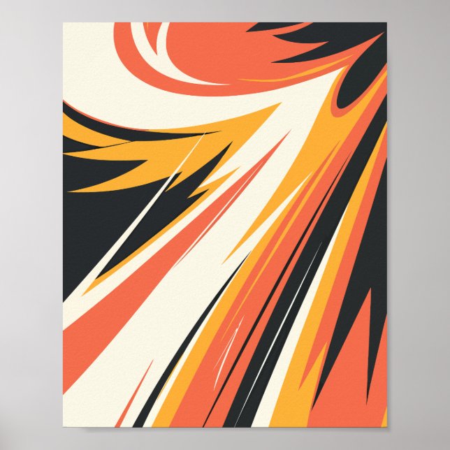 Poster Explosion Abstraite intense dans les tons chauds (Devant)