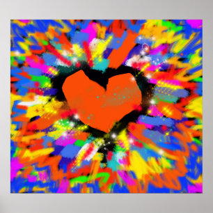 Poster explosion d'amour, empreinte d'art du coeur