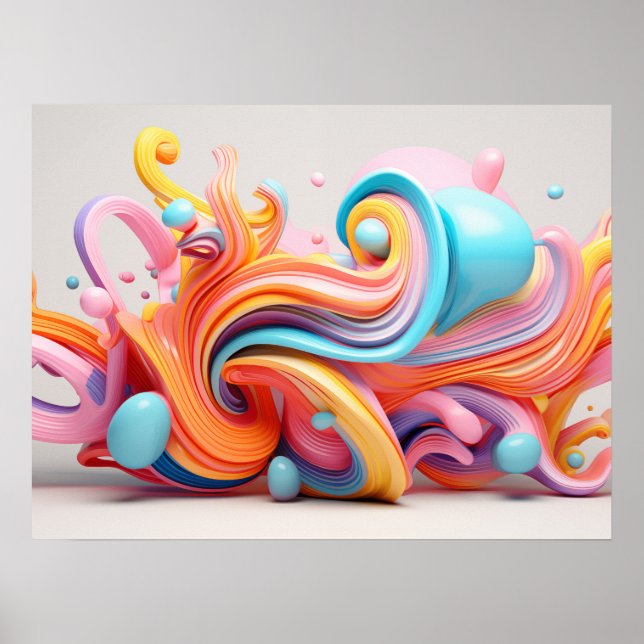 Poster Explosion de formes pastel (Devant)
