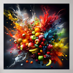Poster Explosion de fruits