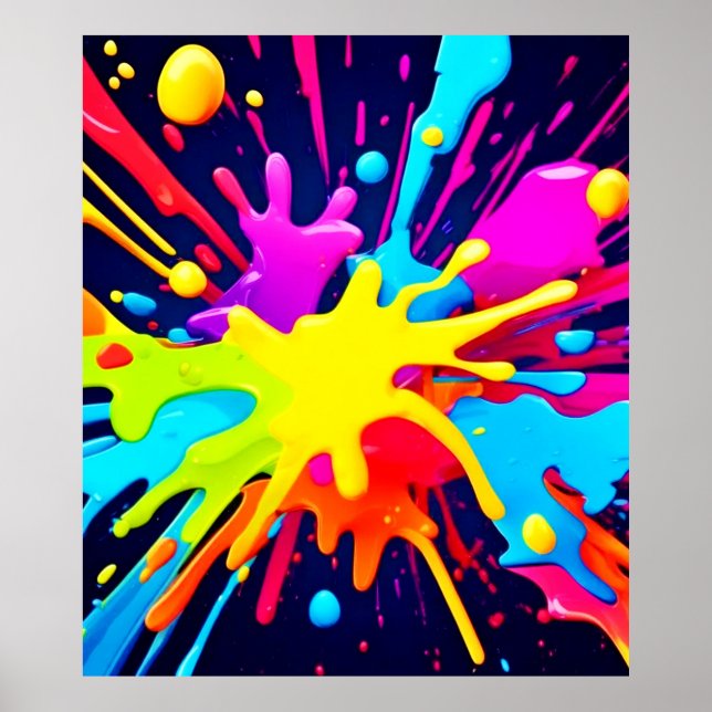 Poster Explosion de peinture radiante (Devant)