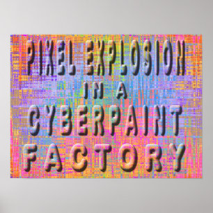 Poster Explosion de pixel dans une usine de cyberpaint