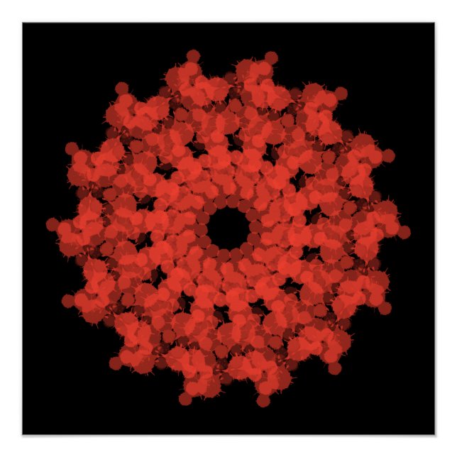 Poster Explosion d'étoile rouge dans le ciel noir (Devant)