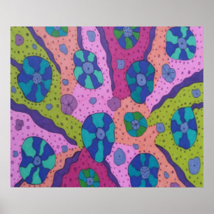 Poster Explosion du dessin Abstrait couleur
