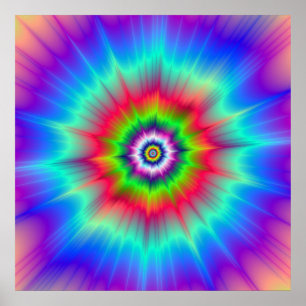 Poster Explosion en bleu rouge vert et violet