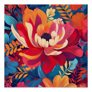 Poster Explosion florale audacieuse - Art de la nature co