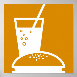 Poster explosion orange de goût d'hamburger et de