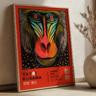 Poster Exposition d'art japonais Mandrill de Yayoi Kusama