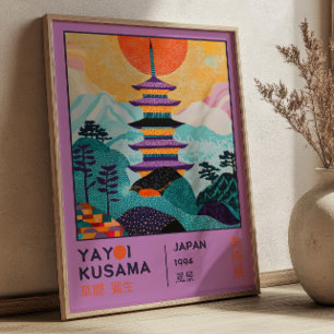 Poster Exposition de paysage japonais lilas Yayoi Kusama