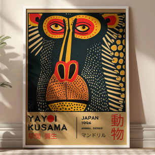 Poster Exposition d'illustration de mandrill d'art Yayoi