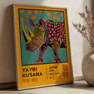 Poster Exposition d'illustrations rétro de rhinocéros par