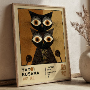 Poster Exposition japonaise de Yayoi Kusama sur les chats