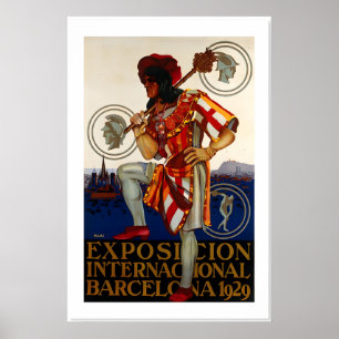Poster Exposition Universelle de Barcelone 1929 Style Vin