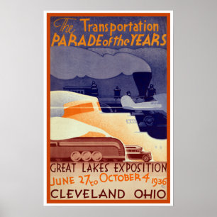 Poster Exposition vintage des Grands Lacs Cleveland Ohio