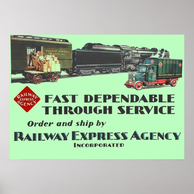 Poster Express ferroviaire Service rapide et fiable (Devant)