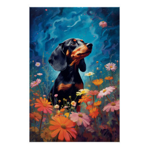 Poster Expressionnisme Dachshund Exploration D'Un pré