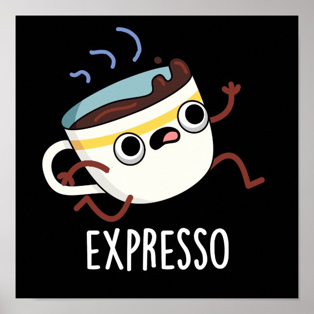 Poster Expresso Drôle Coureur de café Pun Dark BG (Devant)