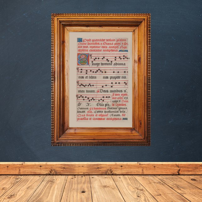 Poster Exsurge Domine Antiphon Manuscrit de Musique Médié (Exsurge Domine Latin Antiphon Medieval Music Manuscript Catholic Christian Poster)