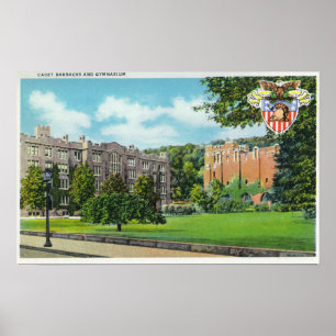 Poster Exterior View of Cadet Barracks and Gymnasium