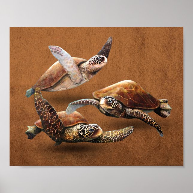 Poster Extinction d'animaux de tortues marines Sauvez les (Devant)
