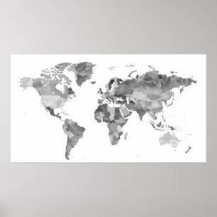 Poster Extra-large Black and white World Map Posster