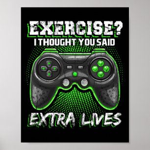 Poster Extra Lives Funky Video Game Contrôleur Retro Jeu