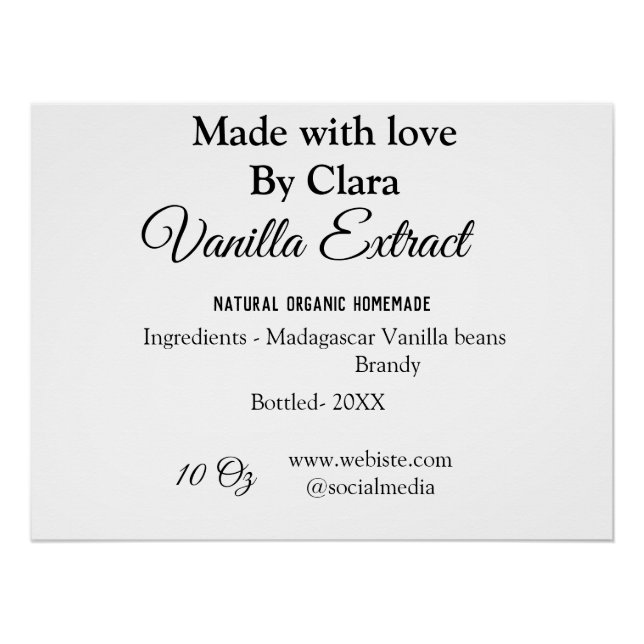 Poster Extrait de vanille fait maison ajouter les ingrédi (Devant)