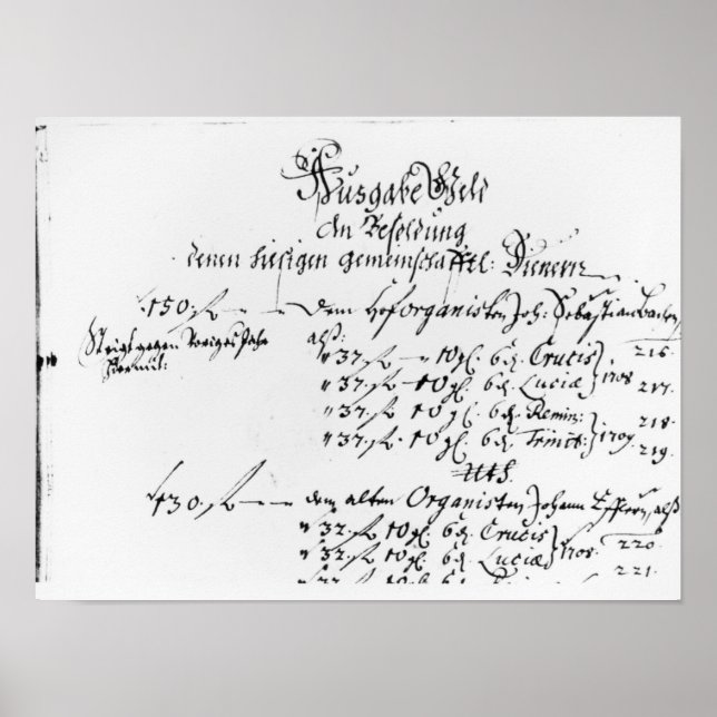 Poster Extrait du salaire de J.S. Bach (Devant)