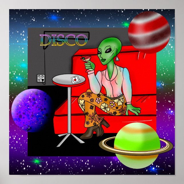 Poster Extraterrestre rétro des années 1970 dans Disco Lo (Devant)
