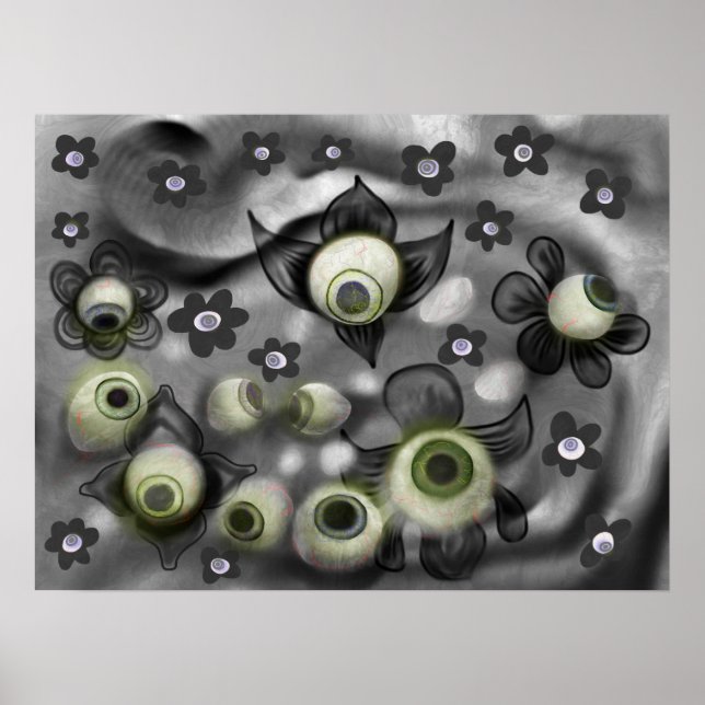 Poster Eyeball Ghosts Déplaisant gothique Halloween Art (Devant)